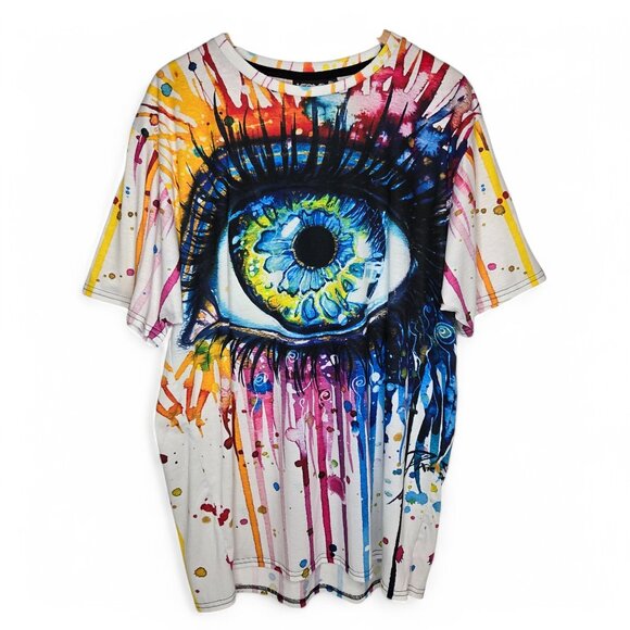 iEDM Eyeball Tie Dye Shirt Men's Vivid Hippie Made In USA Soft Feel 3XL - Picture 1 of 4